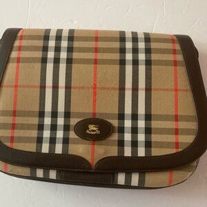 Burberry Crossbody bag Check Tan,Brown,Red.Beautiful Vintage